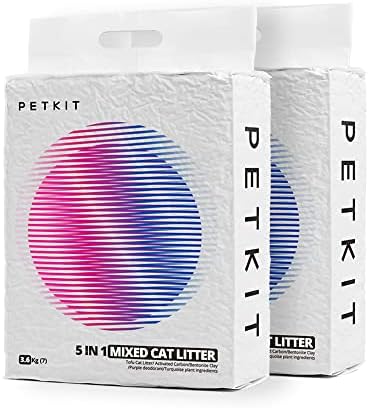 Petkit 5 em 1 maca de gato misto, controle de odor aglomerado ninhada de gato, saco de 8 libras, água de bentonie tofu de bento de água, sem poeira