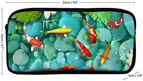 Funnystar japonês bonito koi peixe impressão de grande capacidade Lápis de largura 2 camadas Bolsa de lápis Bolsa de mesa
