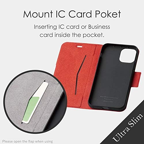 Casa de couro para smartphone Elecom PU Slim e Magnetic Type/Compatível com iPhone 11 Pro/Black/PM-A19BPLFUBK