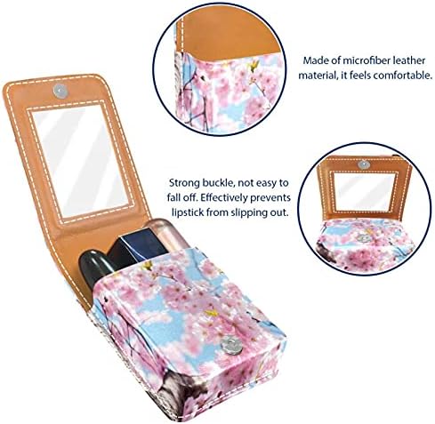 Crecha de Lipstick Mini Blossom com espelho para a organização de porta -caixas portátil de bolsa