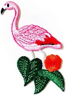 Applique de logotipo de desenho animado Flamingo rosa Costura bordada em ferro em remendo para mochilas Jeans Jeans Jeans Roupas