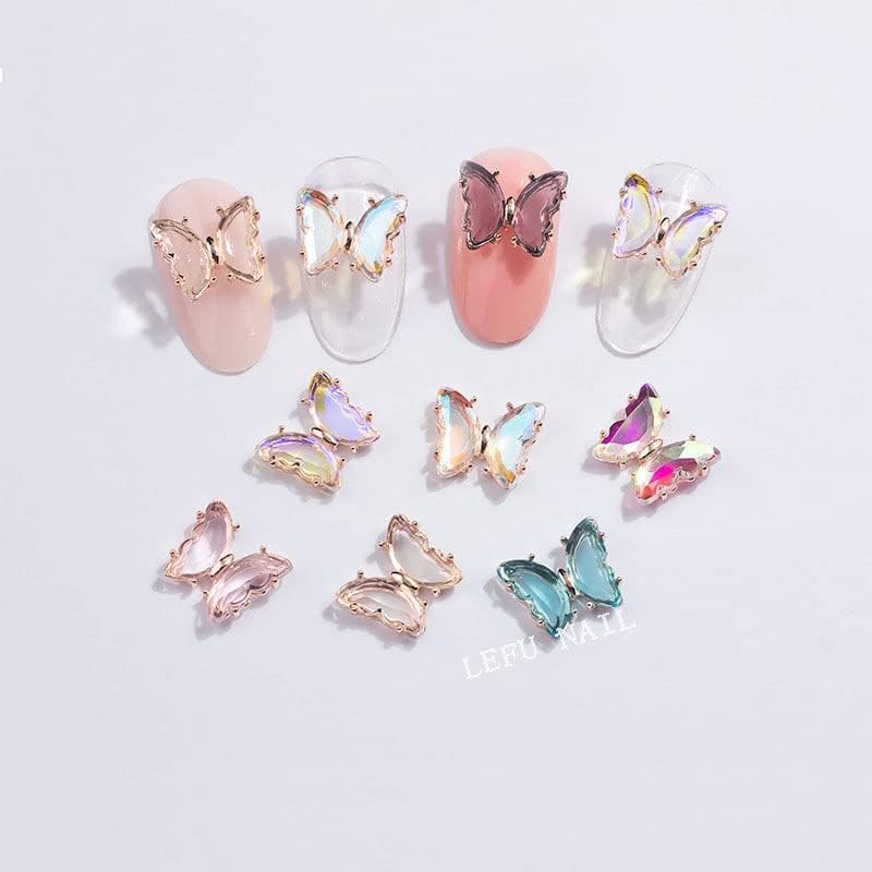 10pcs cristal glitter borboleta shinestone gelo clare aurora diamante de borboleta de 10 * 12 mm jóias de unhas diy unhas