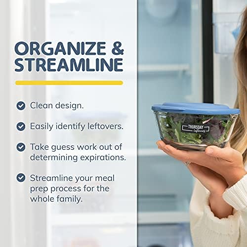 Etiquetas de alimentos reutilizáveis ​​para recipientes de alimentos -56 adesivos de etiqueta de comida estática para os acessórios de cozinha de armazenamento de refrigerador/freezer para armazenamento de cozinha para recipientes de preparação para refeições