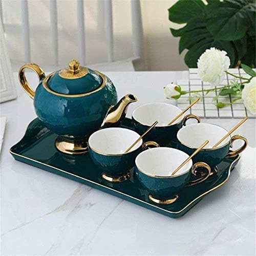 Conjunto de chá Criativo Luxuoso conjunto de chá de chá de grama de grama de ouro, incluindo 6 pcs de xícara de chá e colher