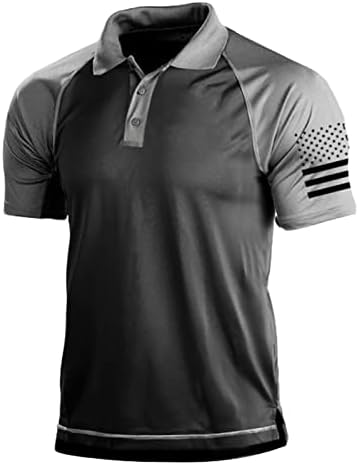 HARGLESMAN MEN de 1776 Independência Bandeira American Pri Prin Sleeve Polo