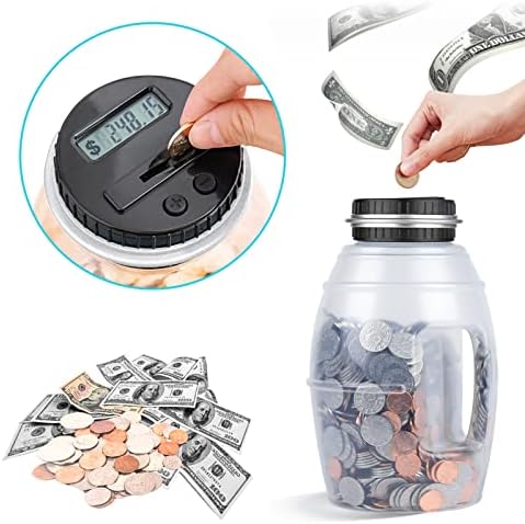 X-Large Piggy Bank for Adults, banco de contagem de contas de moedas digitais do VCERTCPL com contador de LCD, jarro de dinheiro