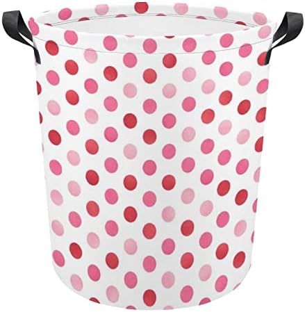 Confetti confete de lavanderia Dots rosa na lavanderia branca cesto com alças Saco de armazenamento de roupas sujas dobráveis ​​para quarto, banheiro, livro de roupas de brinquedo