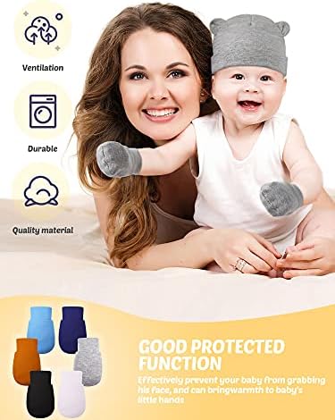 12 conjuntos de chapéu de algodão recém -nascido Mitts Baby Beanie Solid Infant Baby Hats com orelha e sem luvas