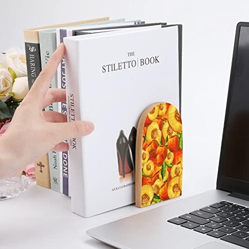 Livro de padrões de frutas de pêssego para prateleiras Livros de madeira de madeira titular de livros para biblioteca Escola