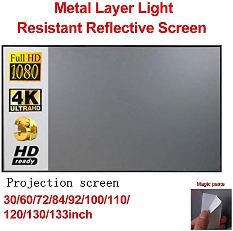 ZSEDP 4: 3 Projector portátil Screen Camada de metal resistente a luz Home Movie Screen Reflexivo Tela do projeto dobrável 60-100 polegadas