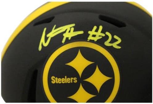 Najee Harris autografou o Pittsburgh Steelers Eclipse Mini Helmet Fan 37314 - Mini capacetes autografados da NFL