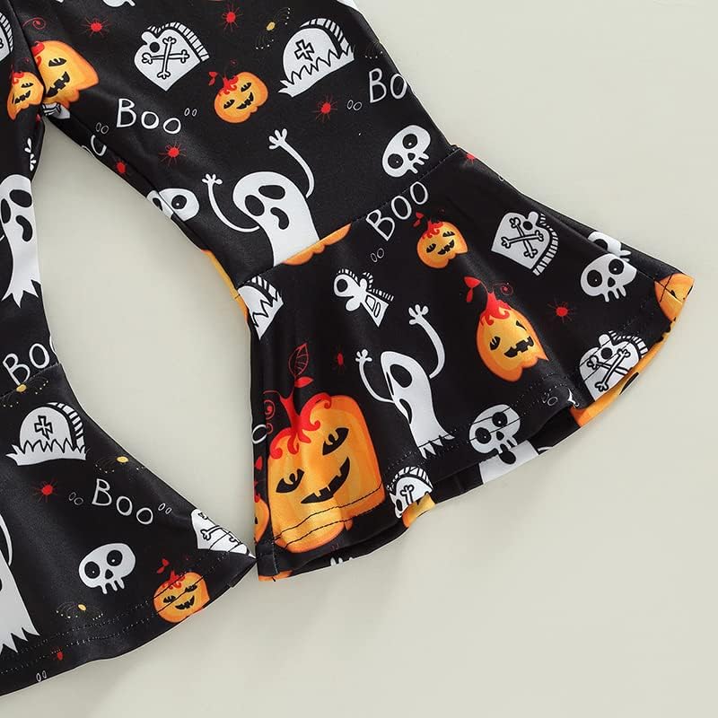 Halloween Baby Girl Roupfits Toddler Pumpkin Ghost Boo Tops de impressão e calças de outono.