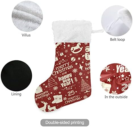Alaza Christmas meias Elementos de Natal no Red Classic Classic Personalizou grandes decorações de meia para a decoração de festa da