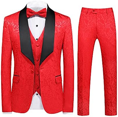 UNinukoo mass terno slim fit 3 peças jacquard terno smoking 1 botão de xale de xale de casamento smoking formal