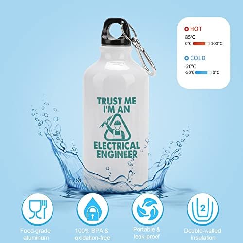 Confie em mim, eu sou um engenheiro elétrico Sport Sport Aluminium Bottle Portable Sport Water Garrafs com carabiner e twist