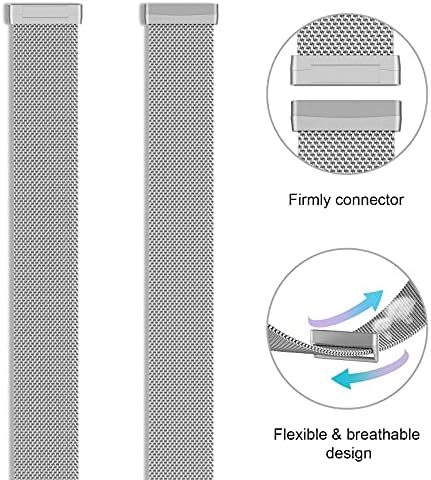 Faychey Compatível com Fitbit Versa 4/ Versa 3/ Fitbit Sense/ Sense 2 Bands Men Mulheres, Ajuste Ajuste de pulseiras de pulseiras de substituição de malha de aço de aço magnético compatíveis com senso de fitbit