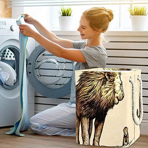 Djrow Grave Lion Toy Toy Large Bin Storage Storage Greight Basket com alças para o viveiro de bebês de lavanderia