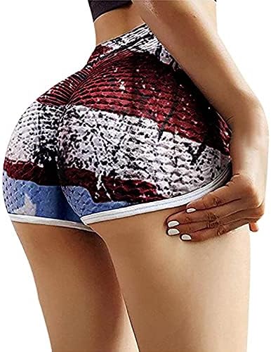 CJHDYM Mulheres shorts de ioga diurno independente moda estrela estampara cintura elástica curta calça fitness suor boyshorts legging