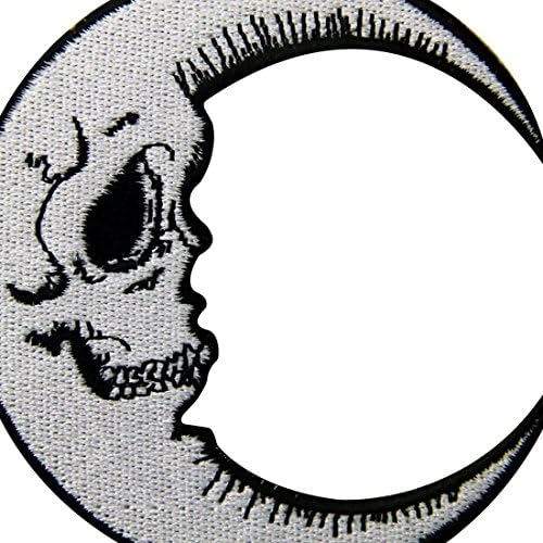 Luna Patch Skull Skull Face Bordado Appliques Ferro em Sew On emblema