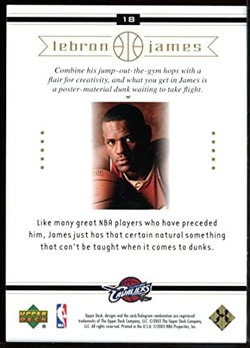 2003 Upper Deck #18 Um Cartão de Rookie de LeBron James Natural - Navios em um novo titular
