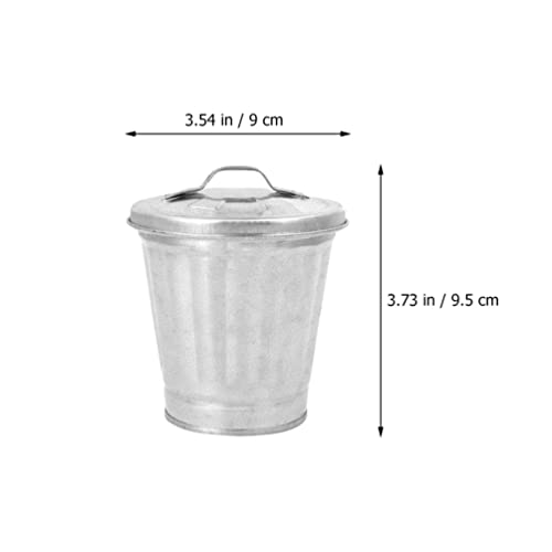 Alipis Mini Desktop Wastebasket 2pcs lixo galvanizado pode lixo baldes de lixo lixo lixo portador caneta planta de