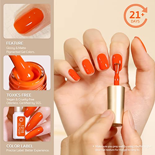 Kit de esmalte de gel de gel 15 pcs, cor de outono marrom laranja de laranja u v esmalte em gel com casaco superior