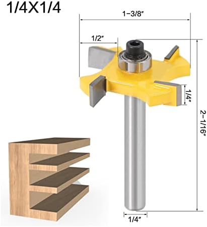 Cuttador de moagem de carboneto cortador de moagem T-slot 1/4 de 6 mm de hastes de hastes de hastes do roteador da cabeça do roteador com rolamento de madeira Tool de madeira t-slot de madeira