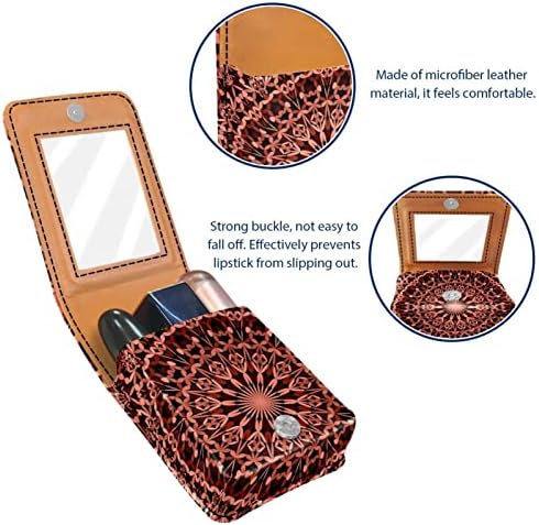 Brown floral ornamentado maquiagem de maquiagem estojo com espelho para bolsa | Bolsa cosmética com espelho