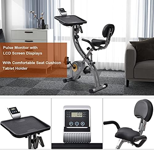 Bicicleta de bicicleta de exercício dobrável para academia em casa 8 níveis resistência magnética ajustável com faixas