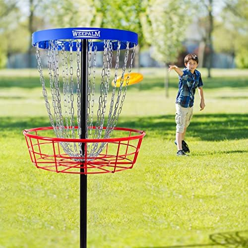 Cesta de golfe com disco weepalm com 24 cadeias de serviço pesado, alvo de golfe regulador para crianças e adultos,