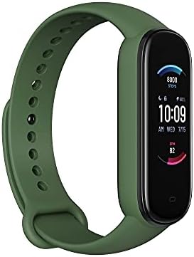 Amazfit Band 5 Activity Tracker para mulheres, Orange & Band 5 Activity Fitness Tracker com Alexa integrado, duração da bateria de 15 dias, oxigênio no sangue, freqüência cardíaca, monitoramento do sono e estresse, azeitona