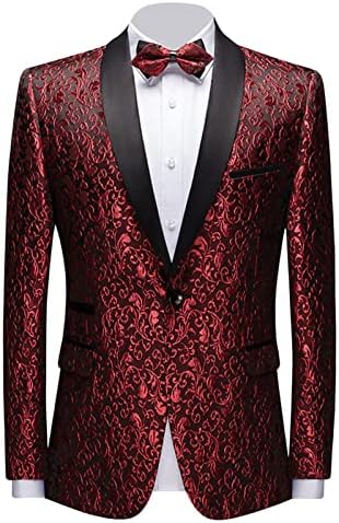 Jaqueta masculina de traje floral de trajes elegante de lapela de luxo para jantar blazer slim fit