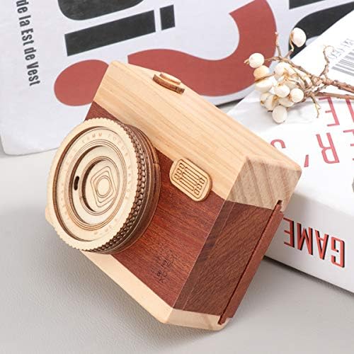 ABAODAM CRIATE MUSIC Box Presente Presente de Wooden Desktop Ornament Câmera Shape Music Box Square Classic Home Decoration