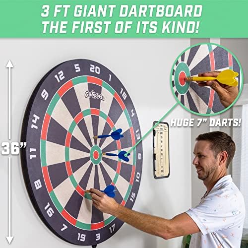 Dartboards de cortiça gigantes de Gosports - inclui 12 dardos gigantes e placar - nova reviravolta divertida em dardos, escolha seu tamanho