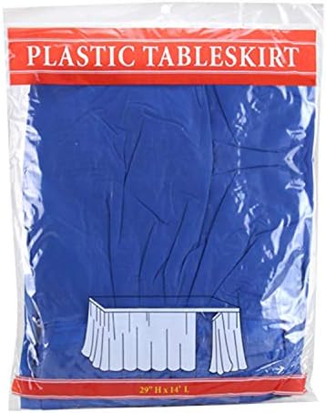Tigerchef Blue 12 Pack de 14 polegadas x 29 polegadas de longa saia de mesa de plástico, saias de mesa se encaixam em retângulo e decorações de mesa redonda