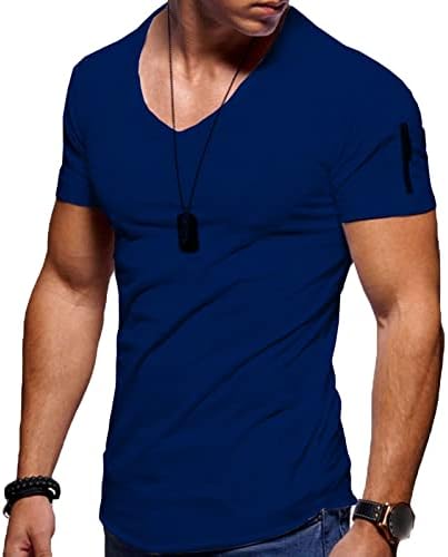 Camiseta masculina de fitness de fitness t-shirt high street verão de verão curto zíper ativo de algodão casual top
