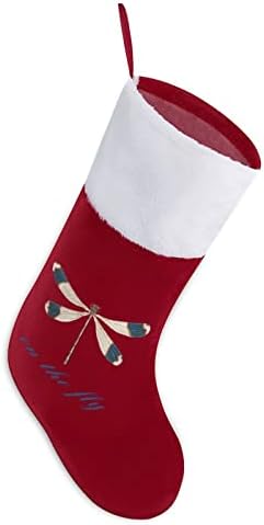 Fly Dragonfly Christmas Socks Staking Xmas Tree Ornamentos Papai Noel Decorações penduradas para férias de lareira 16.5
