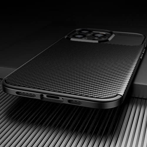 Toppix compatível com o iPhone 14 Pro Max Case 6,7 polegadas, Soft TPU Bumper Flexível [Absorção de choque] [Textura de fibra de carbono] Tampa de proteção contra foco automático para iPhone 14 Pro Max, Black