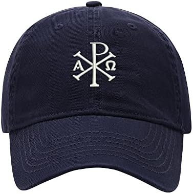Banco de beisebol Men Chi-Rho Cross bordados Capfe de algodão lavado Caps de beisebol