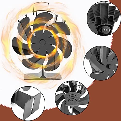 Xiaoling 7 Blade Fireplace Fan, ventilador de fogão auto-alimentado, ventilador de lareira de operação muda, ventilador de fogão a aquecimento de calor, proteção de superaquecimento e meio ambiente, para queimador de madeira, lareira, fogão