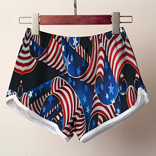 Yyns Independence Day Shorts para mulheres confortáveis ​​e elásticas de cintura elástica praia calças leves com bolsos