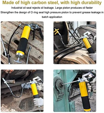 Couplador de pistola de graxa Topincn, acoplador de graxa de alta pressão de alta pressão de 400cc com mangueira,