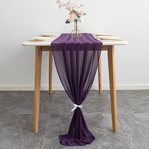 Corrente de mesa de chiffon verde, 10 pés de comprimento Romântico Romante Rústico Runner para Boho Festa de Casamento