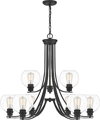 Quoizel PRUS5026MBK PRUITT Blueprint Chandelier, 5 luzes de 100 watts, preto fosco