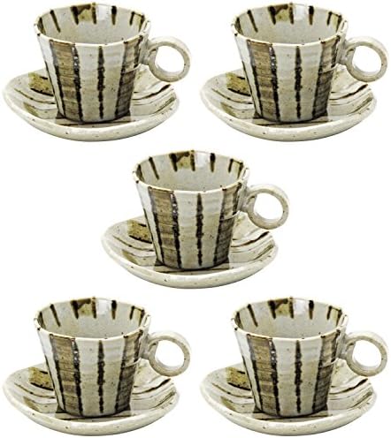 Mino Ware 800-51-41e Placas de tigela de café, conjunto de 5, chataokusa, chá