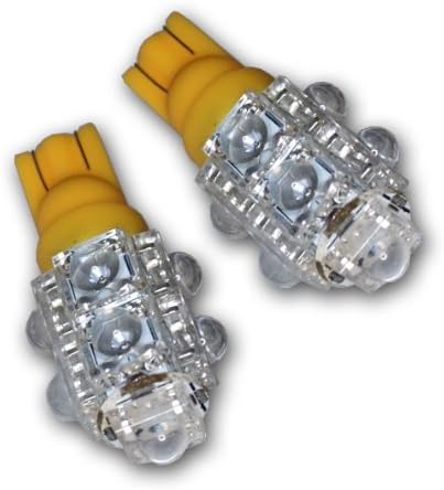 Tuningpros ledrsm-t10-a9 marcador lateral lateral lâmpadas LED T10 cunha, 9 Fluxo LED âmbar 2-PC Conjunto