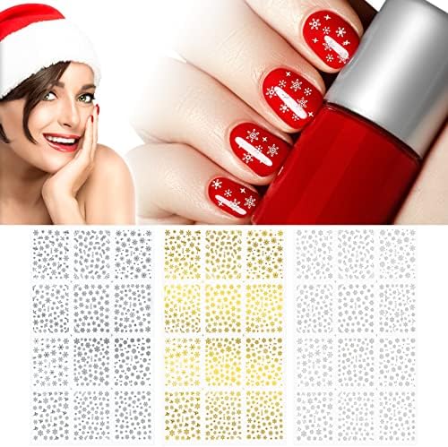 SIBBA White Snowflake Nail Art Stickers natal 5D Estoletomizado em relevo 36 PCS 3 Cheques Decorações Presentes para mulheres