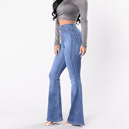 Mulheres Skinny Flare Jeans Jeans High Blot Butter Bell Bottom calça jeane