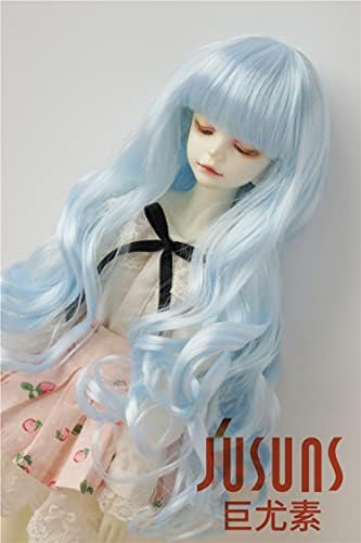 Doll Wigs JD148 7-8 polegadas 18-20cm Blend Blue Long Wave Vora Synthetic Mohair Doll Wigs 1/4 MSD BJD Acessórios