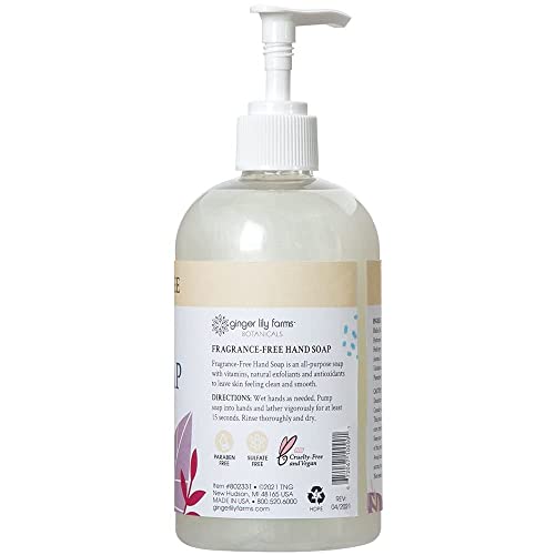 Ginger Lily Farms Botânicos Sabão líquido para todos os fins, vegan e sem crueldade, livre de fragrâncias, 12 fl oz